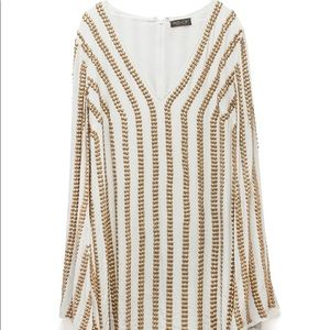 ASbyDF short v neck dress with gold button design
